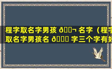 程字取名字男孩 🐬 名字（程字取名字男孩名 🐒 字三个字有好寓意）